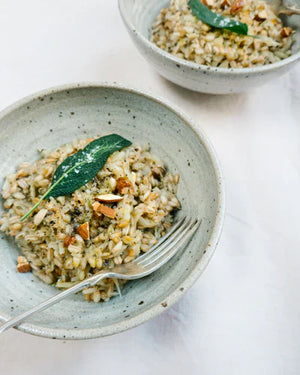 Parsnip Speltotto with Crispy Sage by Alexandra Dudley